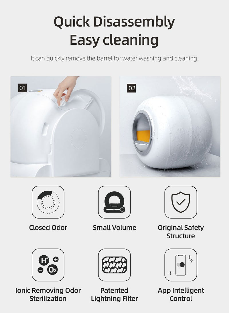 كيدل صندوق فضلات ذاتي التنظيف للقطط مع تحكم عبر التطبيق، صندوق فضلات أوتوماتيكي متعدد القطط، منخفض الضوضاء، صندوق فضلات للحيوانات الأليفة، صندوق فضلات للقطط. - Image 3